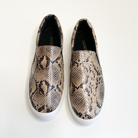 Soda Shoes - Soda Brand Snake Skin Slip On Sneakers